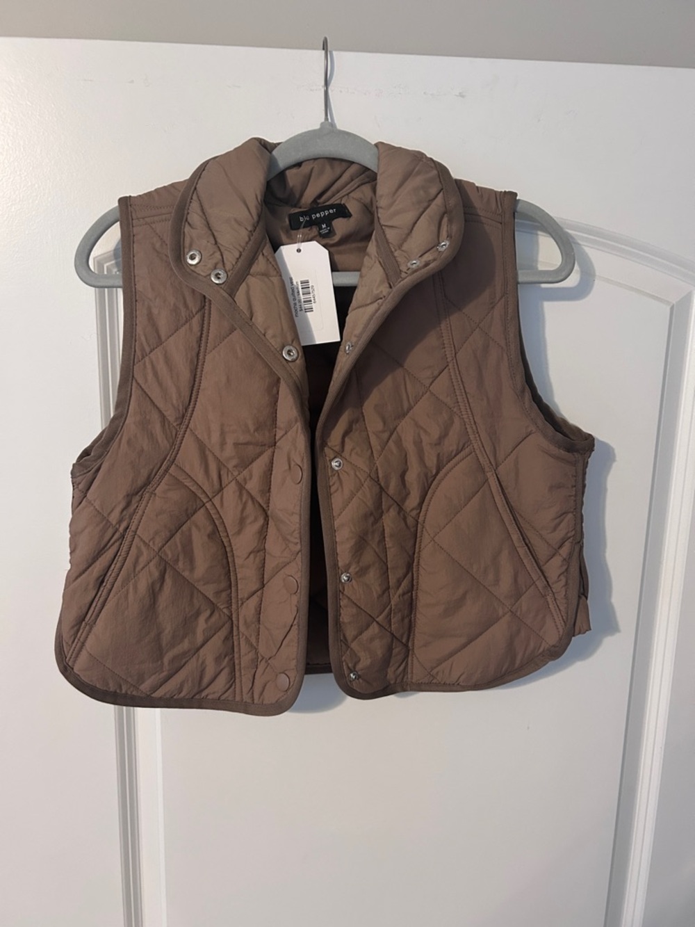 Blu Pepper Mocha Quilted Snap-Front Vest